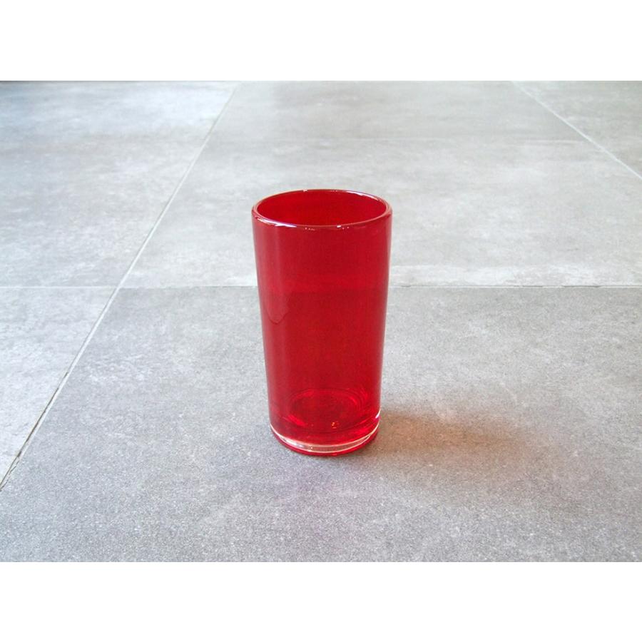 沖縄 奥原硝子製造所 琉球ガラス 民藝品 5半広口コップ レッド