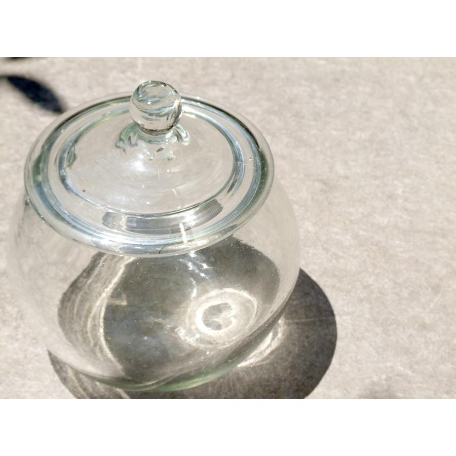 沖縄 奥原硝子製造所 琉球ガラス 民藝品 菓子入れ 特大 クリア