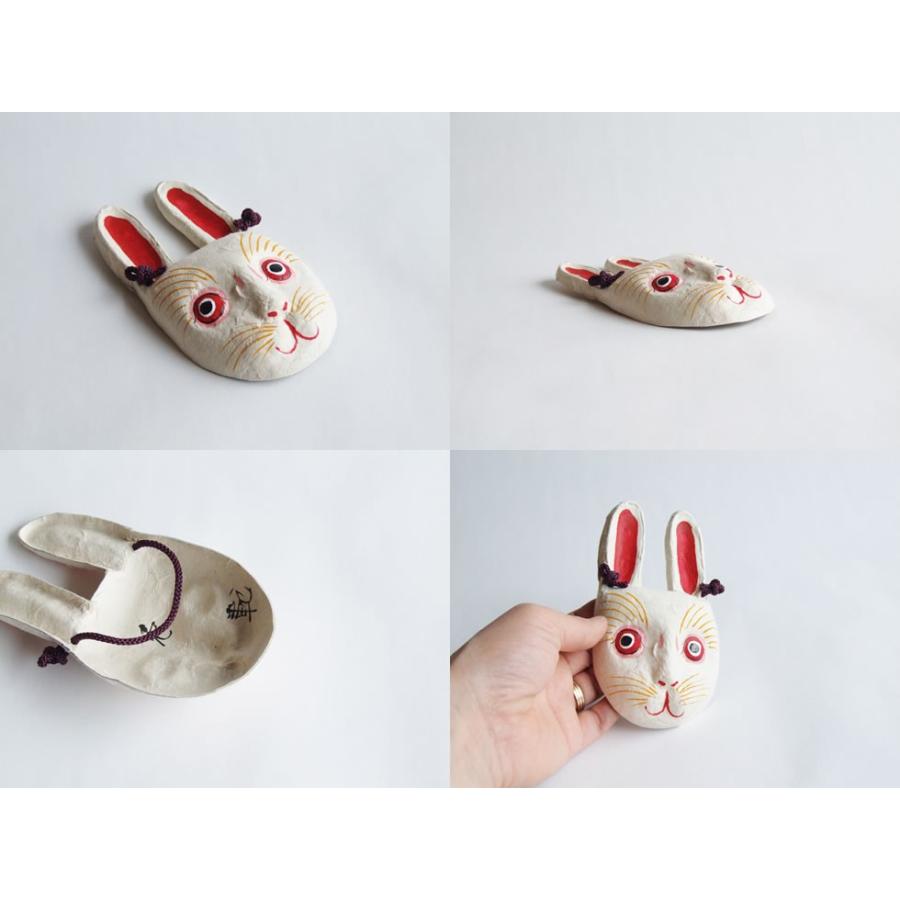 【稀少】岩手県 六原張子 和紙面 うさぎ 兎【完売品】 郷土玩具 民藝 岩手県 六原張子 さわはん工房 和紙面 中 兎 : おまめ