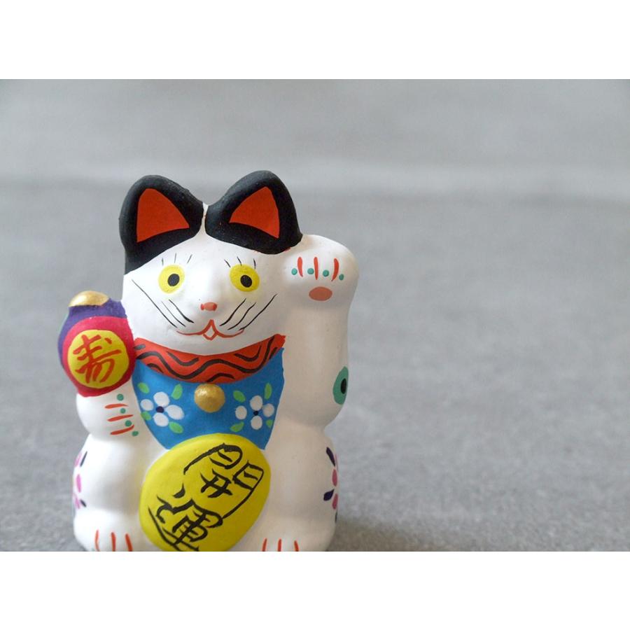 郷土玩具 民藝 福島県 工房千想 招き猫 小 白 縁起物 置物 開運 厄除け