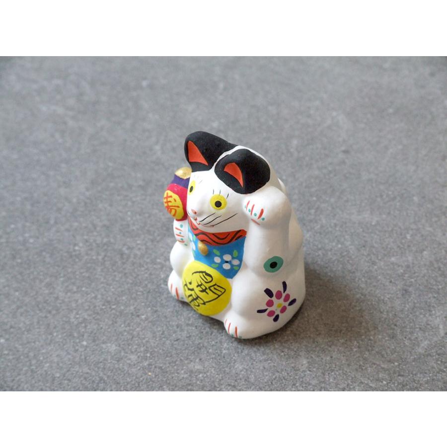 郷土玩具 民藝 福島県 工房千想 招き猫 小 白 縁起物 置物 開運 厄除け