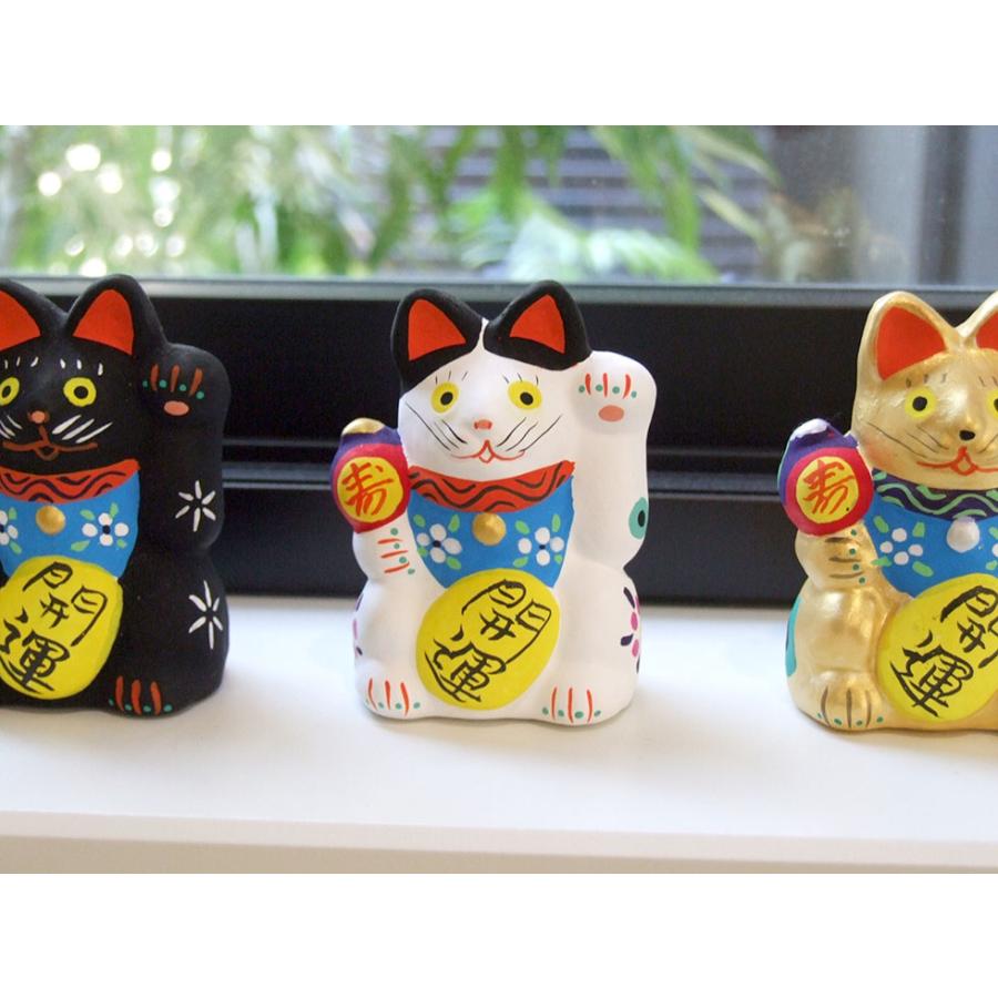 郷土玩具 民藝 福島県 工房千想 招き猫 小 白 縁起物 置物 開運 厄除け