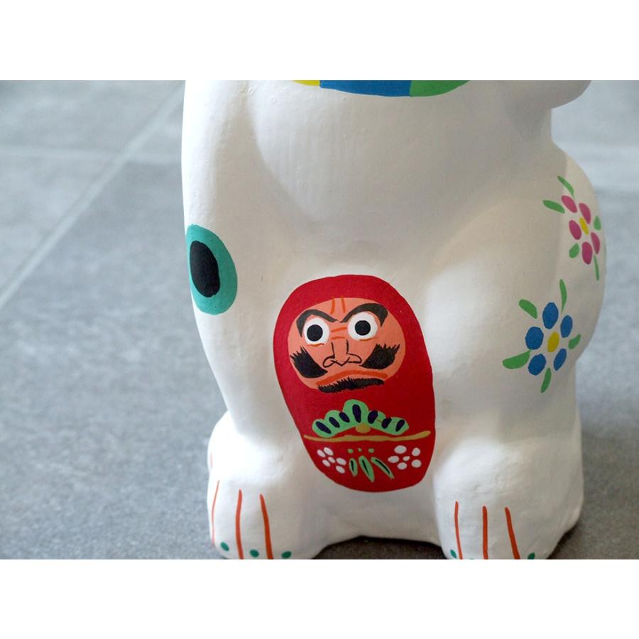 郷土玩具 民藝 福島県 工房千想 招き猫福鈴 特大 白 縁起物 置物 開運