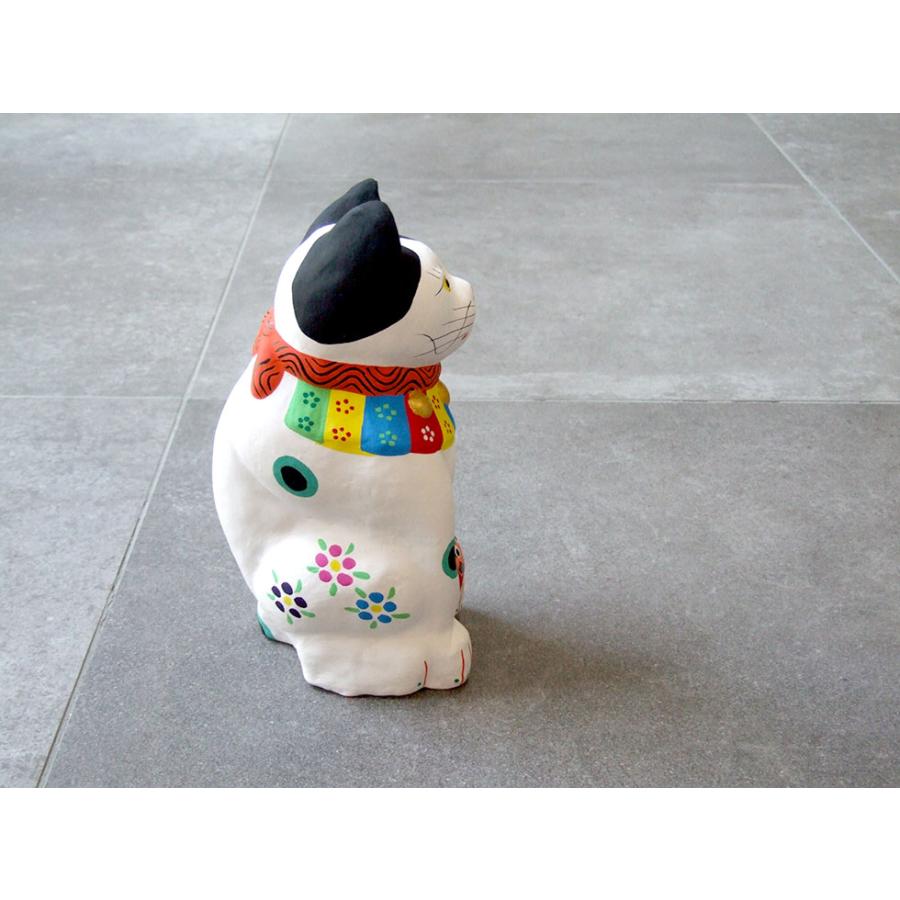 郷土玩具 民藝 福島県 工房千想 招き猫福鈴 特大 白 縁起物 置物 開運