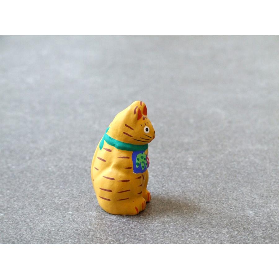 郷土玩具 民藝 福島県 工房千想 豆招き猫 黄 縁起物 置物 開運 厄除け