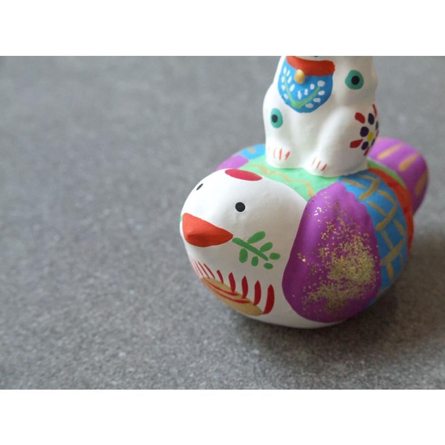 郷土玩具 民藝 福島県 工房千想 福良雀乗り猫 縁起物 置物 開運 厄除け