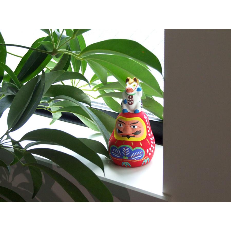 郷土玩具 民藝 福島県 工房千想 達磨乗り馬 干支 午 縁起物 置物 開運