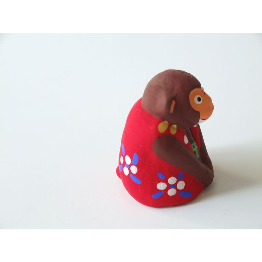 郷土玩具 民藝 福島県 工房千想 来らんしょ申 赤 干支 猿 置物 人形