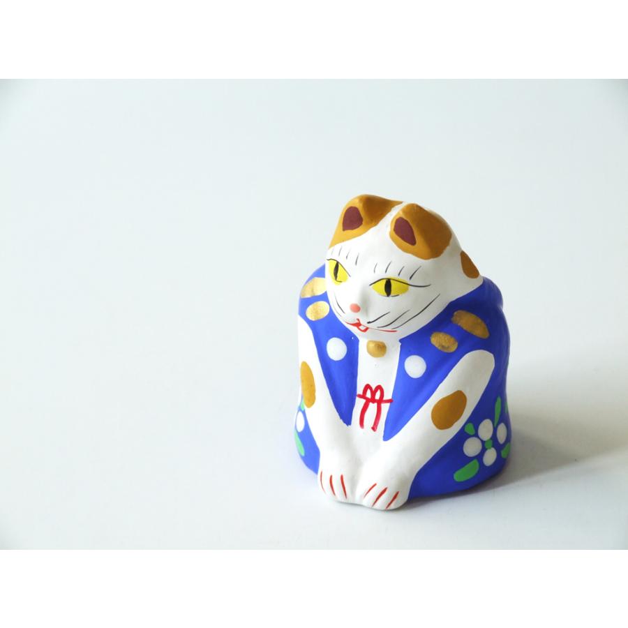 郷土玩具 民藝 福島県 工房千想 来らんしょ猫 青 : おまめ - 通販