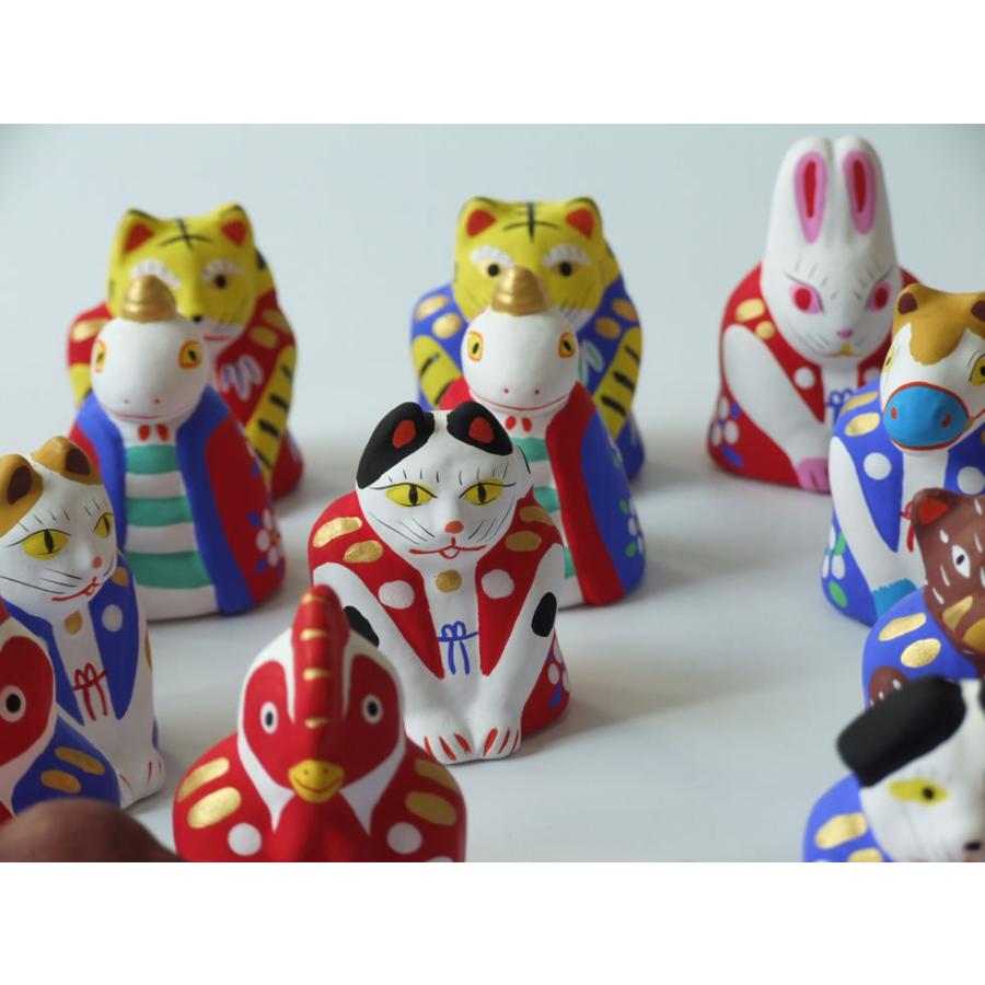 郷土玩具 民藝 福島県 工房千想 来らんしょ猫 青 : おまめ - 通販