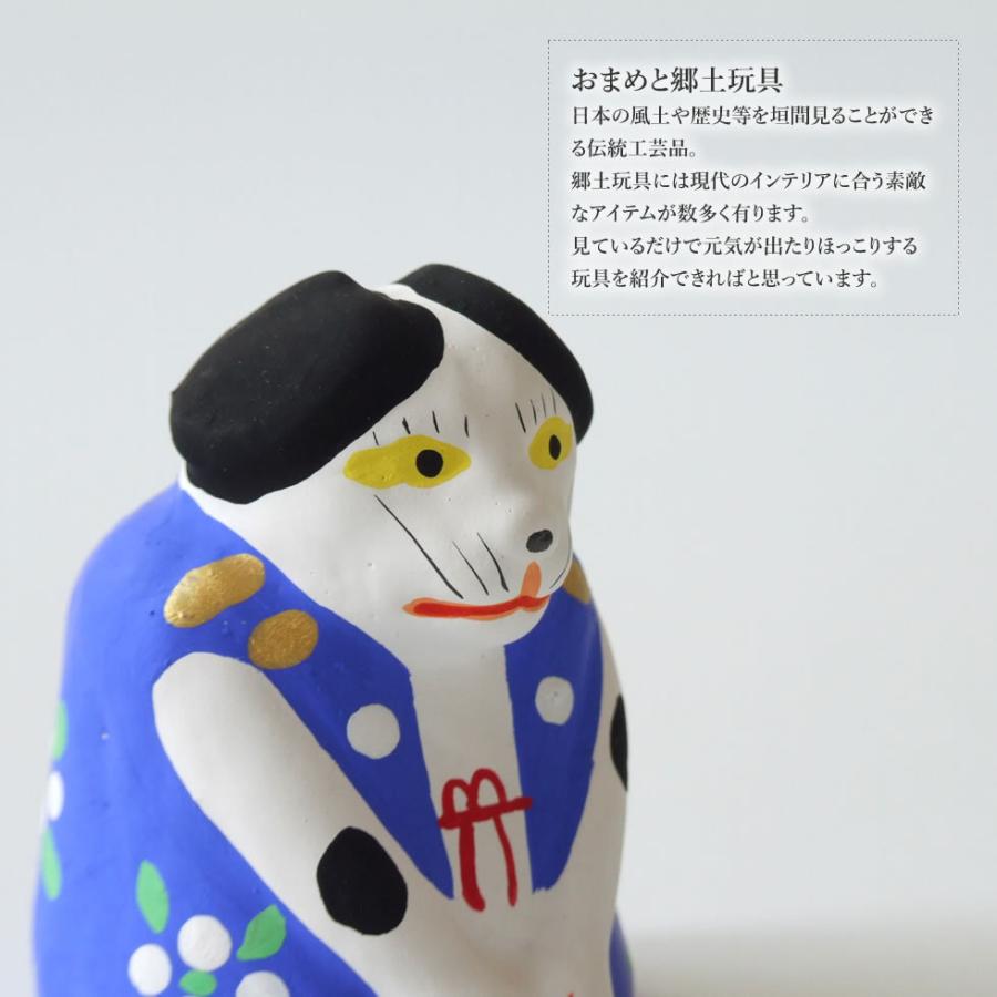 古い 土人形 獅子と狛犬 青系 郷土人形 民芸 古道具 アンティーク 古い 土人形 獅子と狛犬 郷土人形 古道具 白に青 アンティーク