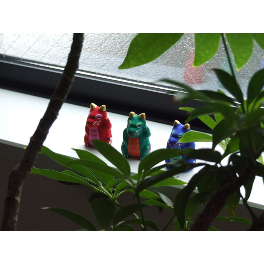 郷土玩具 民藝 福島県 工房千想 豆招き辰 青 干支 龍 縁起物 置物 開運