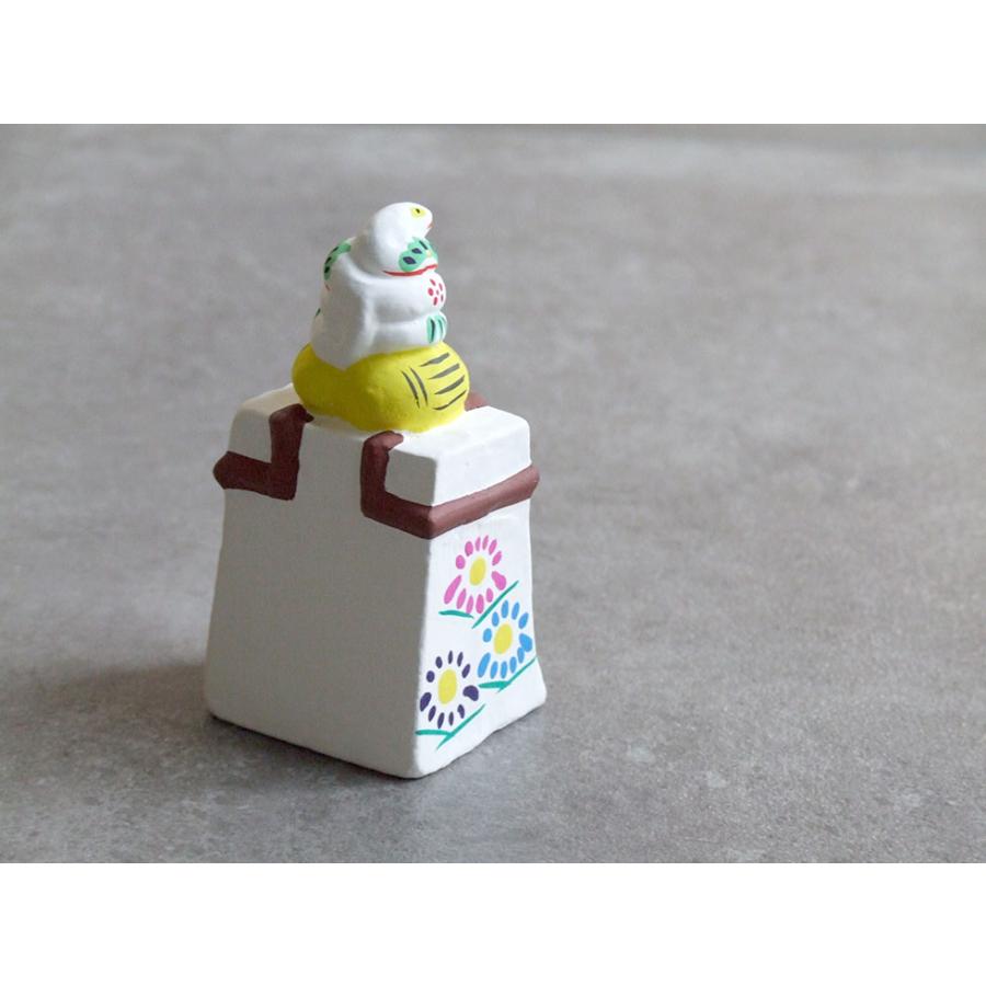 郷土玩具 民藝 福島県 工房千想 大福帳乗り巳 白 干支 蛇 縁起物 置物