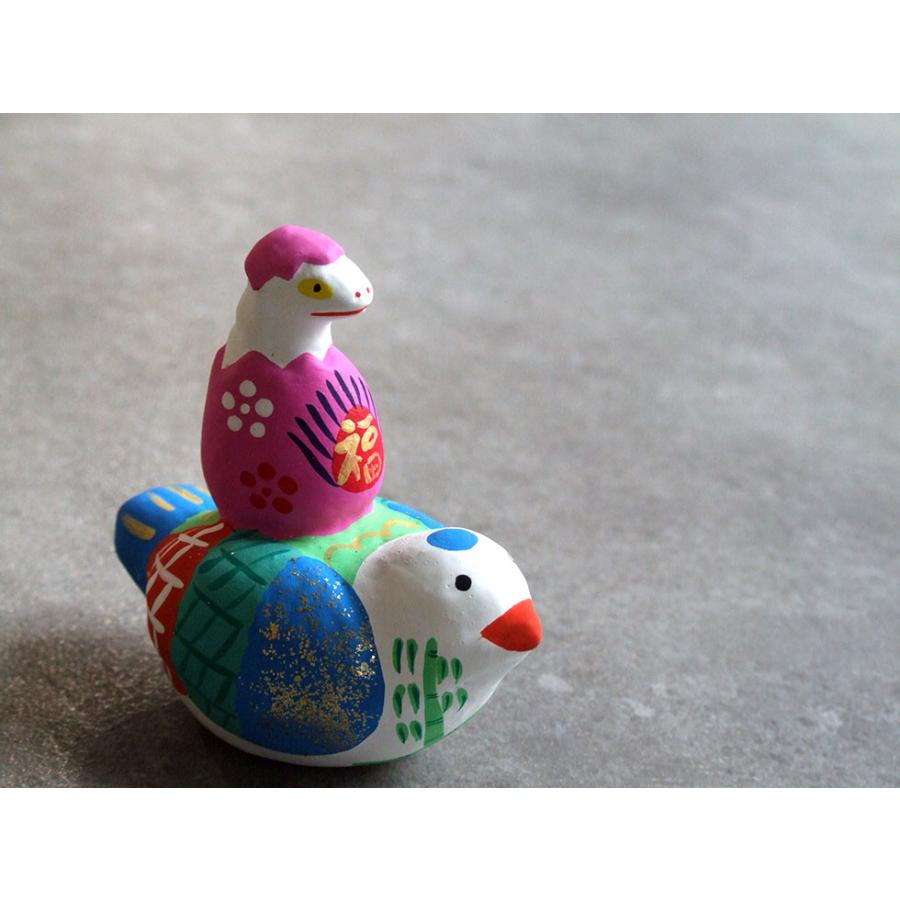 郷土玩具 民藝 福島県 工房千想 福良雀乗り巳 干支 蛇 縁起物 置物