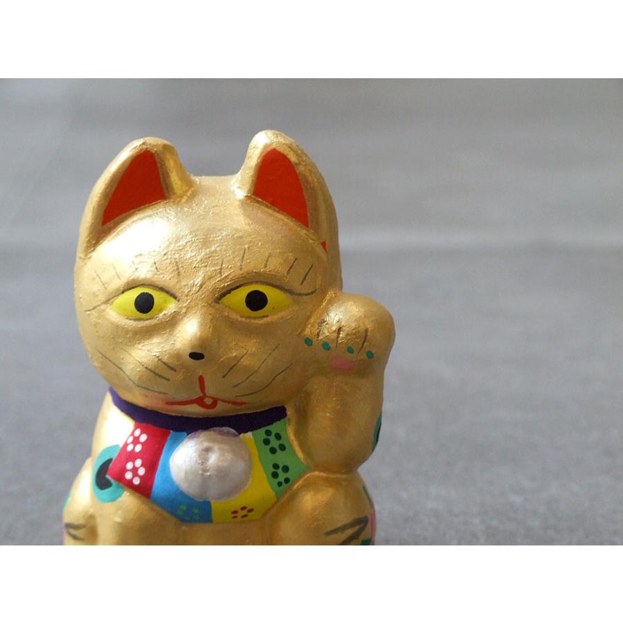 郷土玩具 民藝 福島県 工房千想 招き猫 中 金 縁起物 置物 開運 厄除け