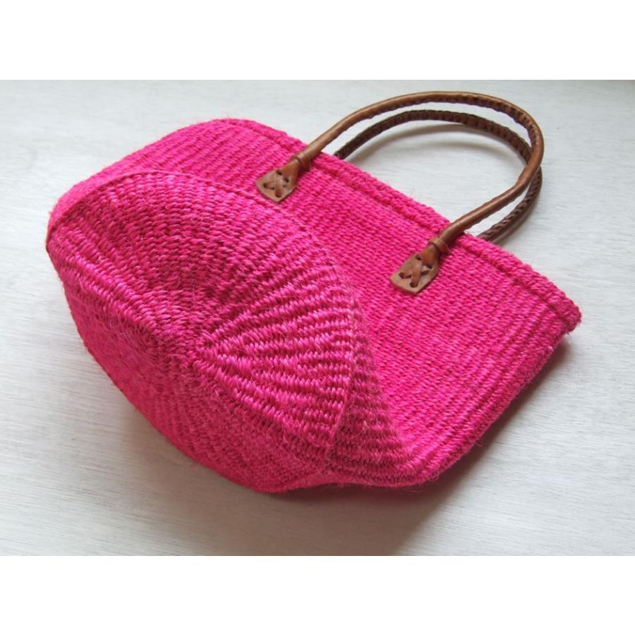 かごバッグ サイザルバッグ 革ハンドルタイプ S : おまめ - 通販