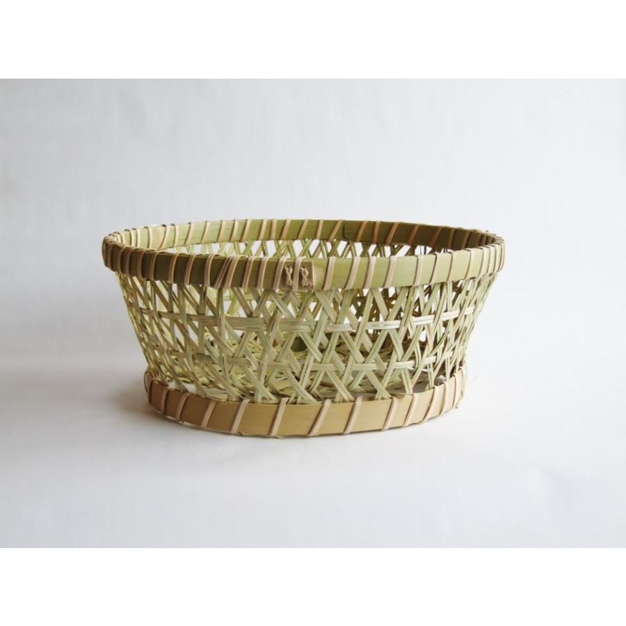 山梨県 富士山麓のスズ竹細工椀かご 楕円 大サイズ 3〜4人用 底補強 力