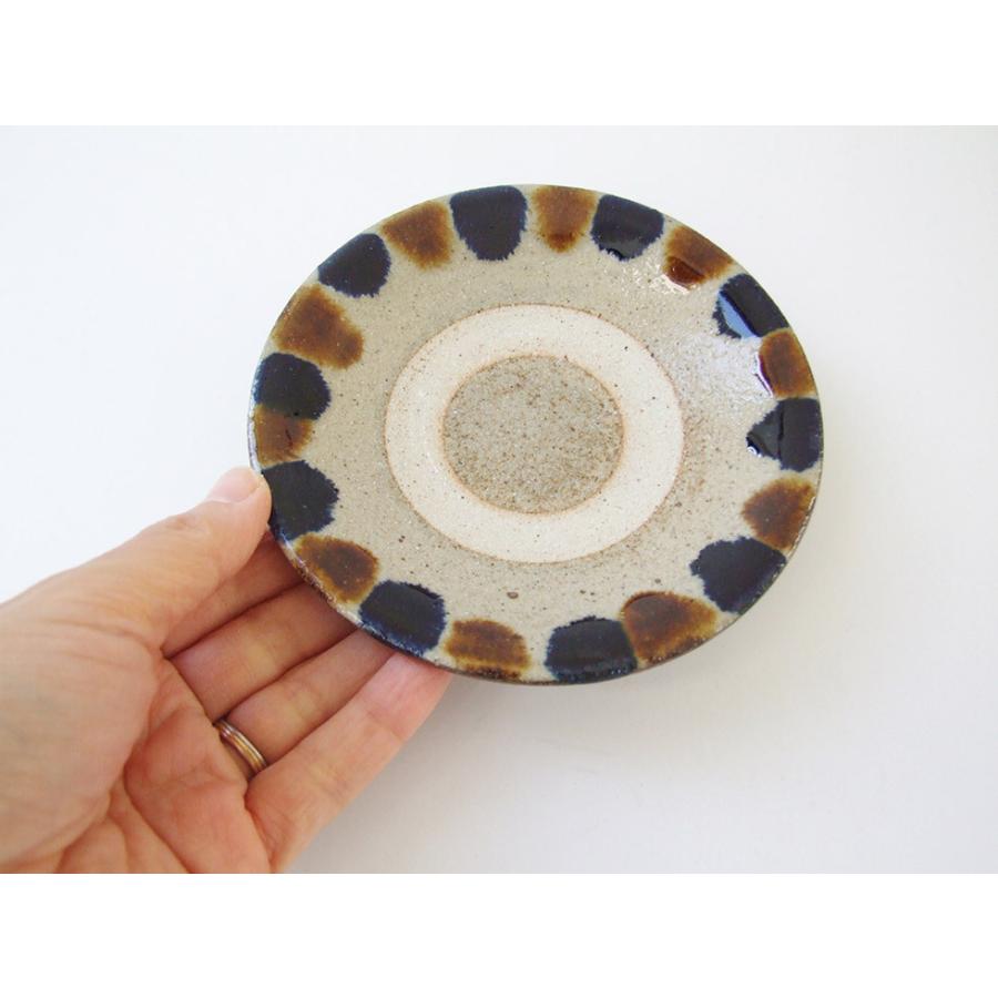 やちむん 民藝 読谷山焼 北窯 宮城正享 4寸皿 豆皿 小皿 縁呉須に飴点