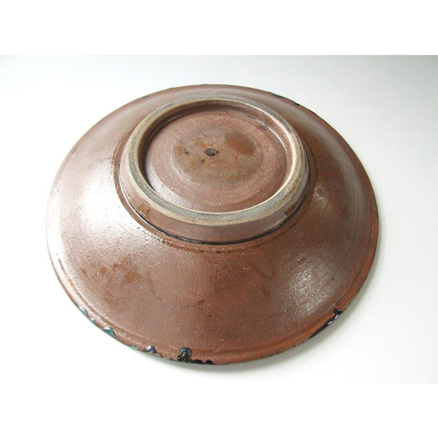 やちむん 民藝 読谷山焼 北窯 宮城正享 9寸皿 大皿 イッチン 緑