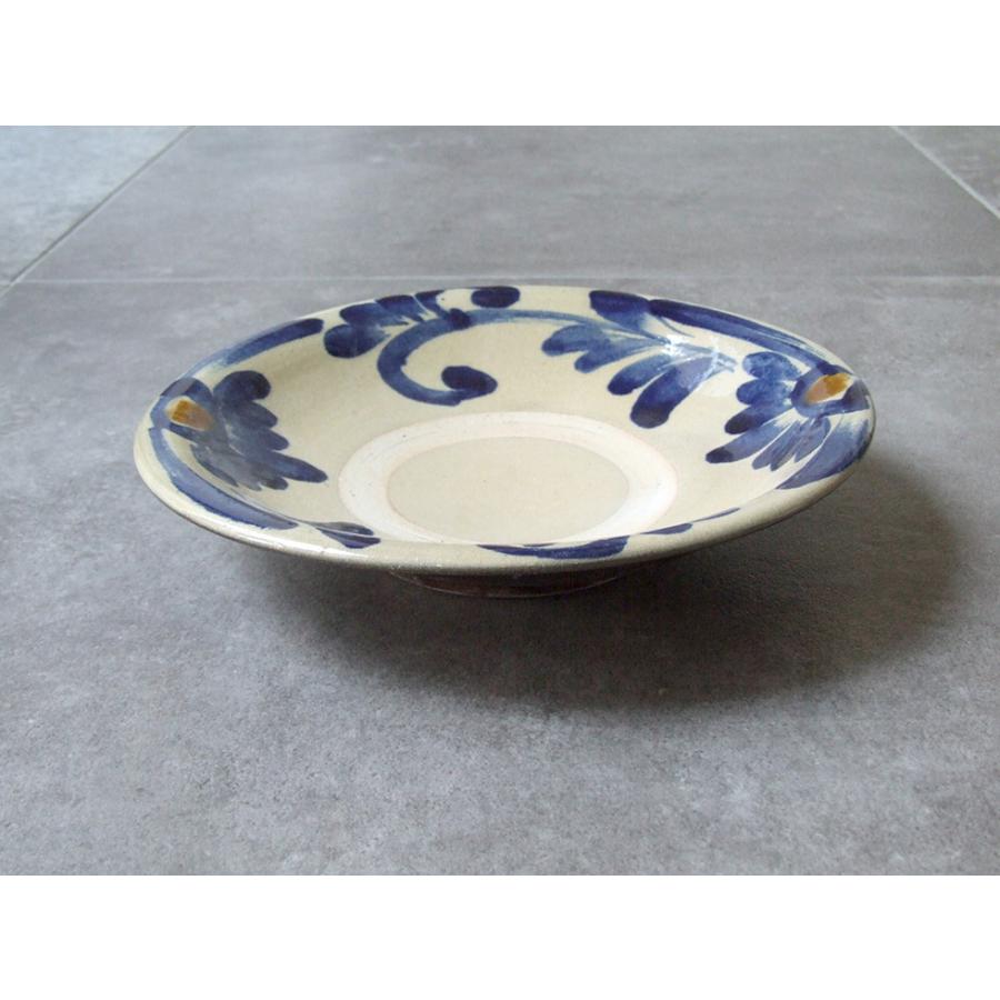 やちむん 民藝 読谷山焼 北窯 宮城正享 8寸皿 中皿 重 コバルト 唐草