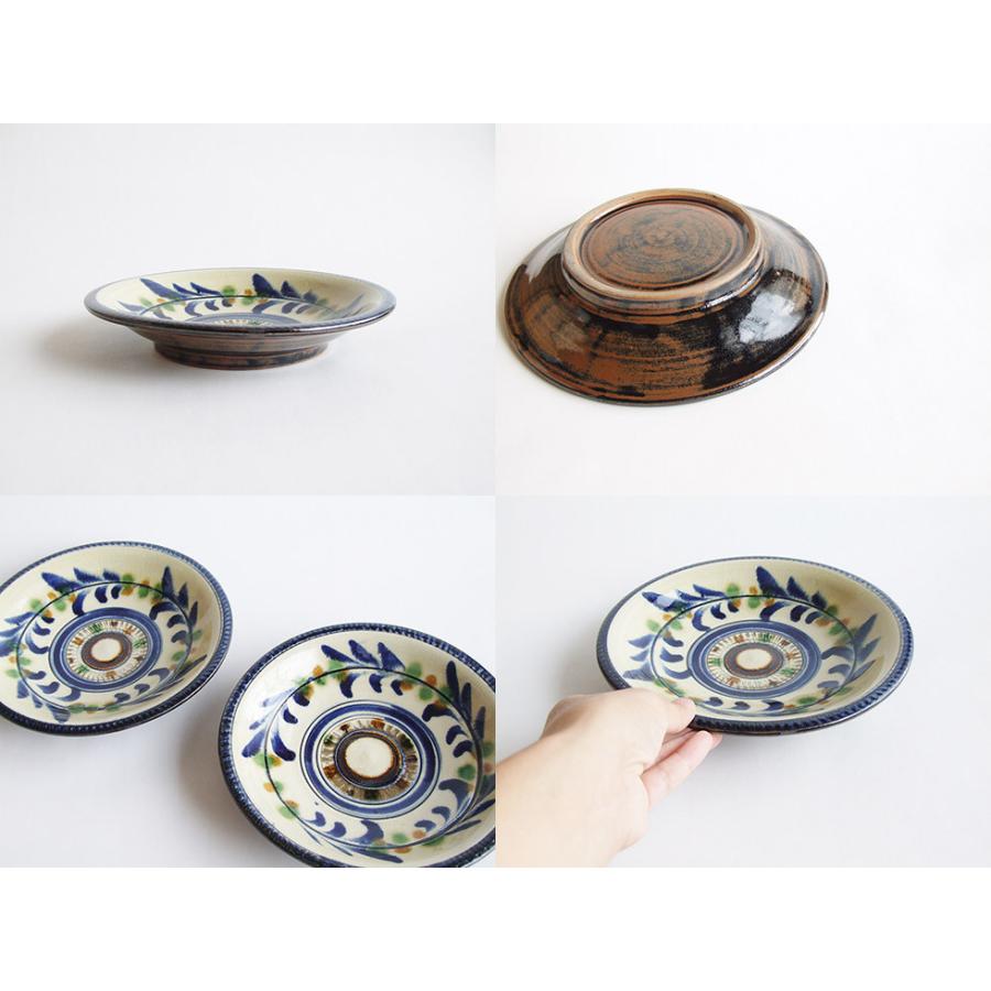 やちむん 民藝 工房福田 福田健治8寸皿 中皿 コバルト葉紋 : おまめ