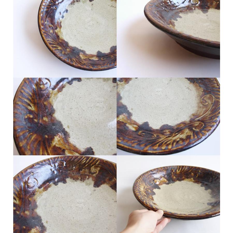 やちむん 民藝 照屋窯 照屋佳信 尺2寸5分皿 大皿 飴 : おまめ - 通販