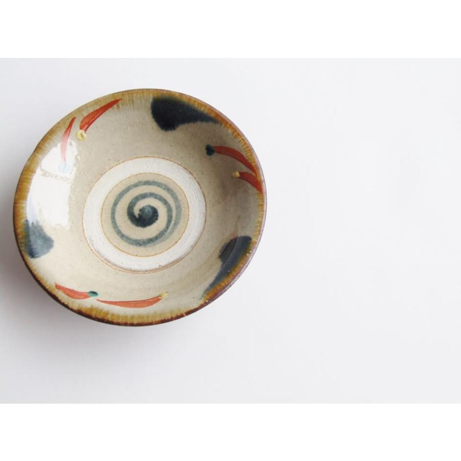 やちむん 民藝 読谷山焼 北窯 松田米司 4寸皿 小皿 赤絵3 : おまめ