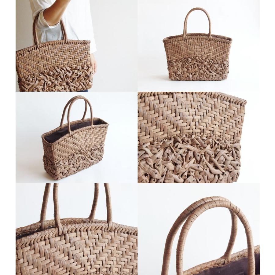 純国産 籠作家尚さん作 山葡萄かごバッグ 網代編みコブ付き乱れ