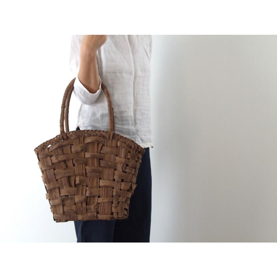 純国産 籠作家悠帆さん作 山葡萄かごバッグ 市松編み 乱れ編み 半月型