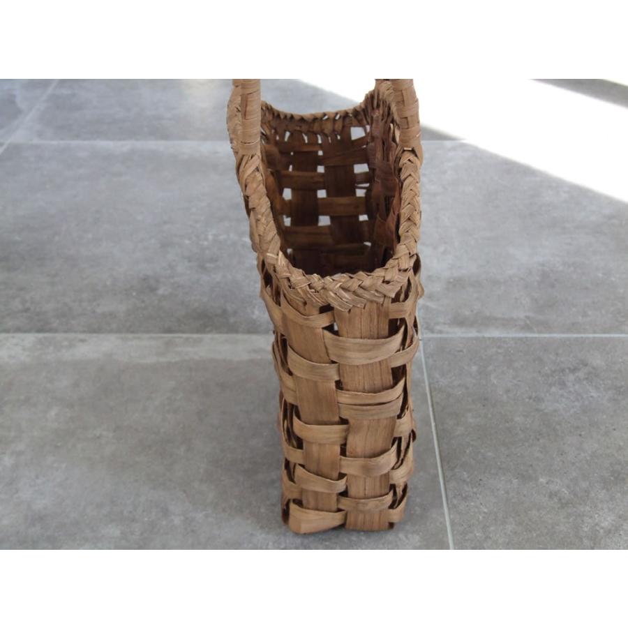 純国産 籠作家悠帆さん作 山葡萄かごバッグ 市松編み 乱れ編み 半月型