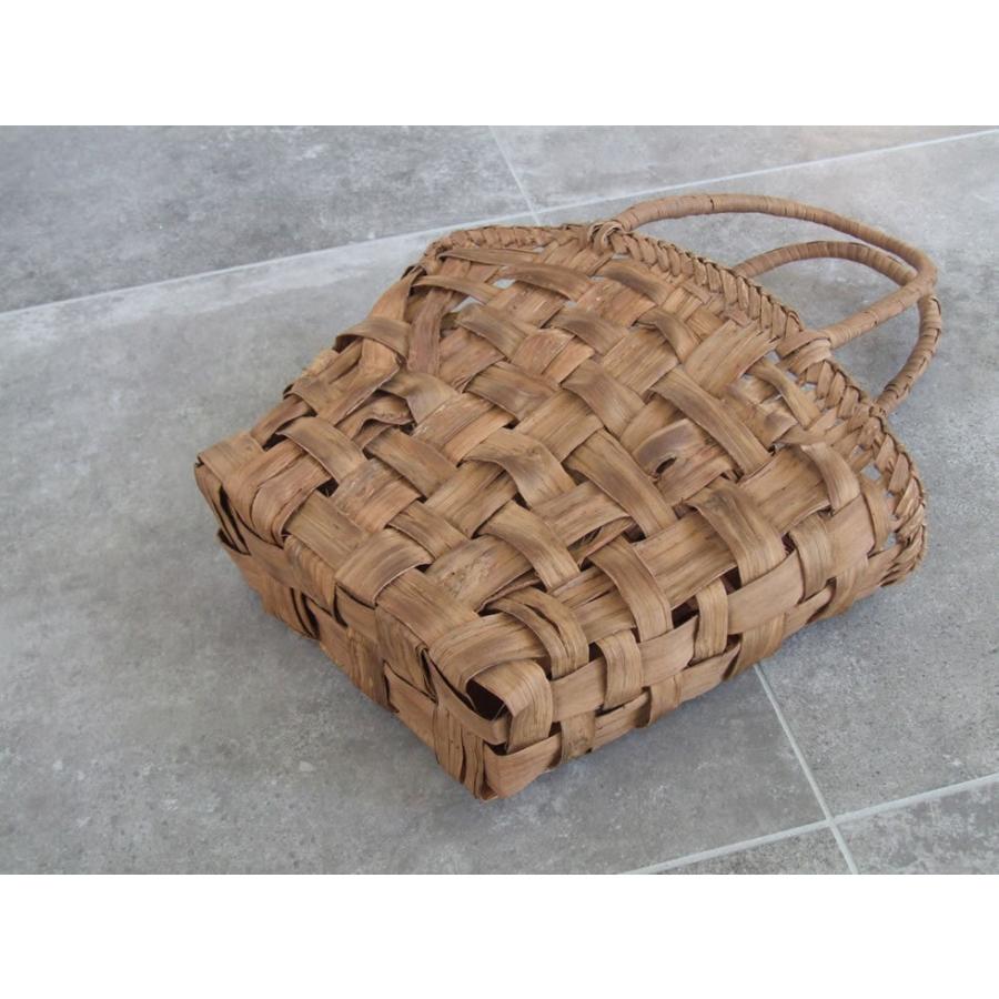 純国産 籠作家悠帆さん作 山葡萄かごバッグ 市松編み 乱れ編み 半月型