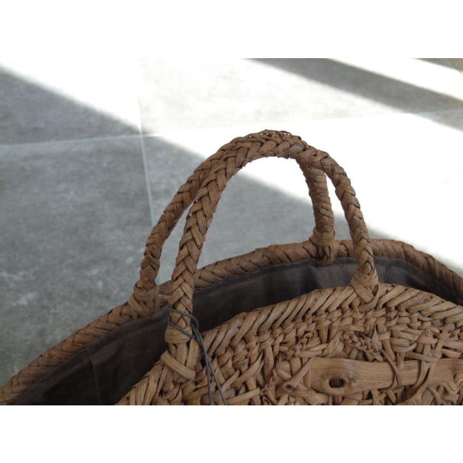 純国産 伊藤加代子作 山葡萄かごバッグ コブ付き乱れ編み 三つ編み