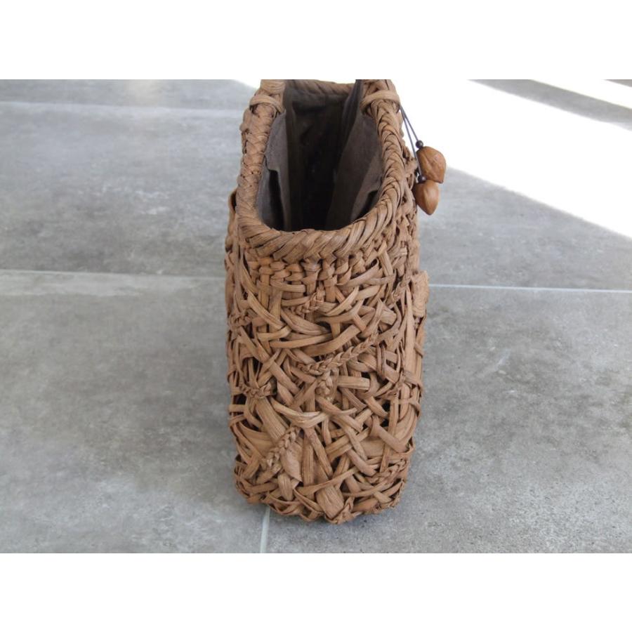 純国産 伊藤加代子作 山葡萄かごバッグ コブ付き乱れ編み 三つ編み