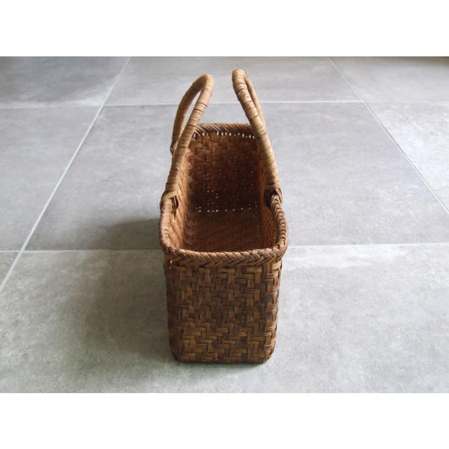 純国産 籠作家悠帆さん作 山葡萄かごバッグ 網代編み 横長 小 : おまめ