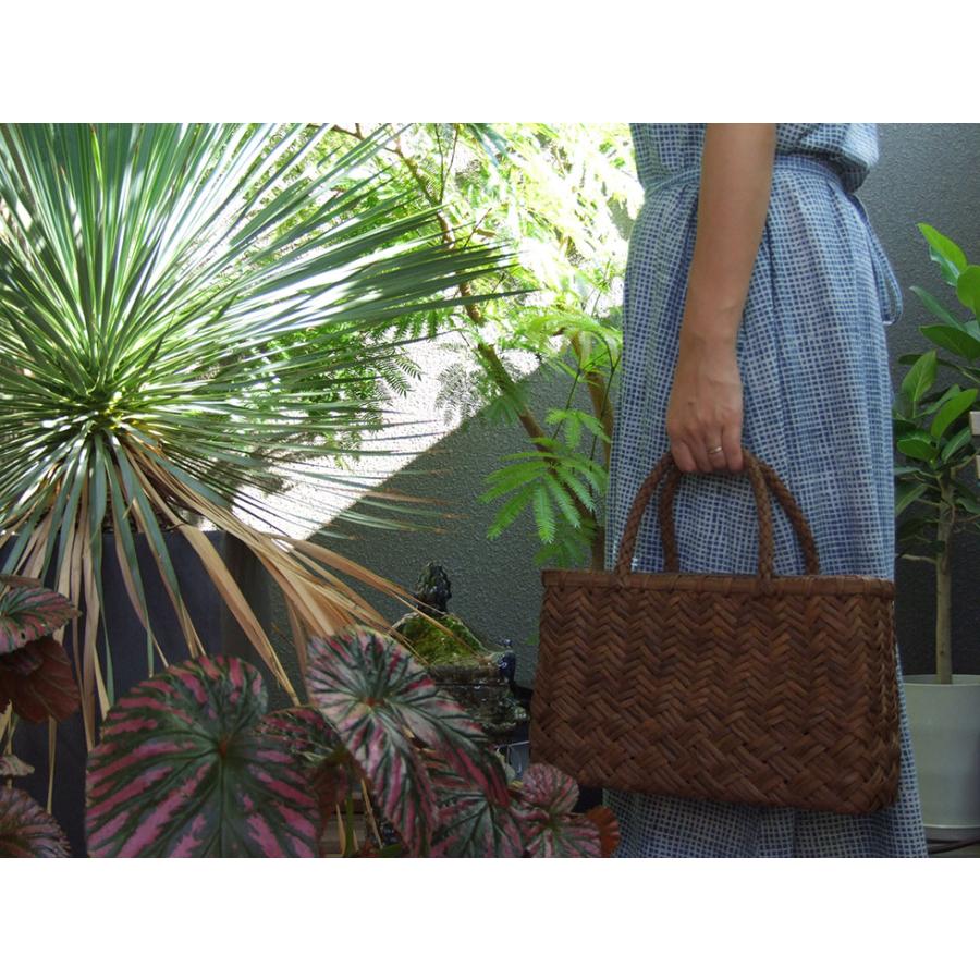 純国産 山葡萄かごバッグ 三本四つ目変わり縦網代編み ヘリンボーン