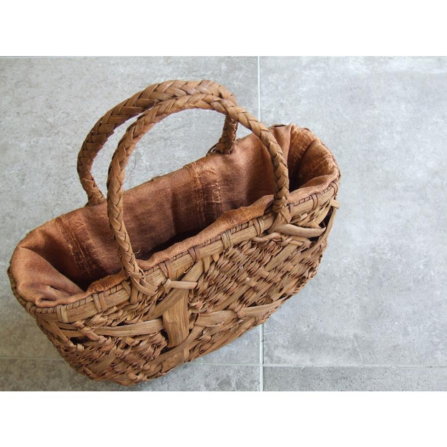 純国産 山葡萄かごバッグ 特上縄編み 極太ヒゴアクセント2 : おまめ