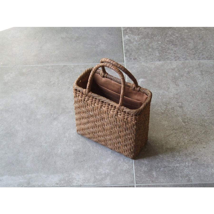 山葡萄の編み籠バッグ スクエア型 純国産 信州長野県 山葡萄かごバッグ 網代編み7mm スクエア型 上 柿渋