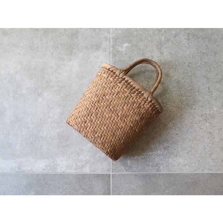 純国産 信州長野県 山葡萄かごバッグ 網代編み8mm 逆台形型 上 柿渋染