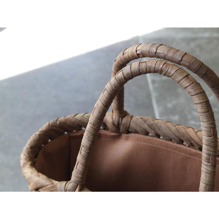 純国産 信州長野県 山葡萄かごバッグ 網代編み8mm 逆台形型 上 柿渋染