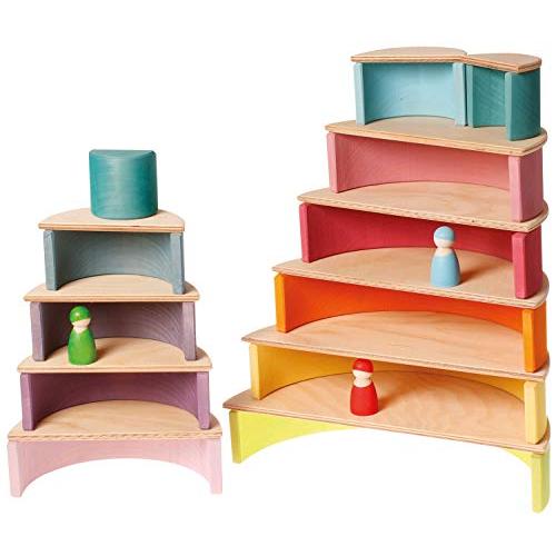 グリムGRIMMS 玩具 おもちゃ 知育玩具 積み木 インテリア 見立て遊び 虹 レインボー 高さ18×幅38×奥行7cm 虹色トンネル パス パステル 特大 SH10673