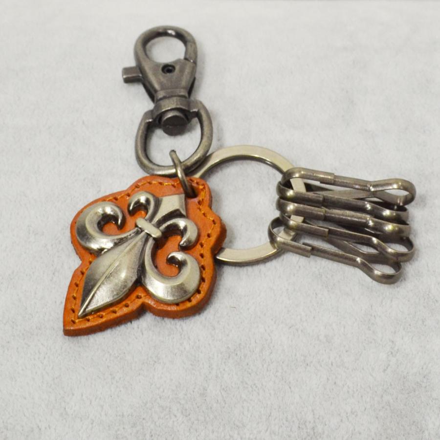 クロムハーツ風 キーリング リリーモチーフ 5カラー 本革 プレゼント