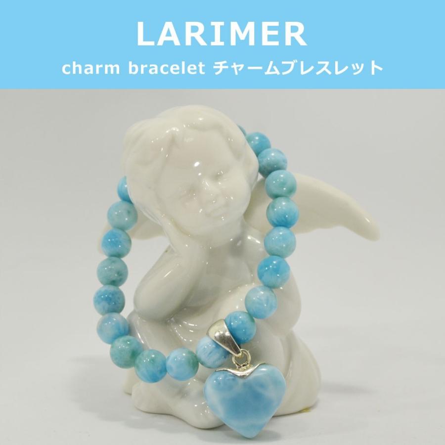 OMAMORI-DO ラリマー 8mm ブレスレットトップ チャーム付き 