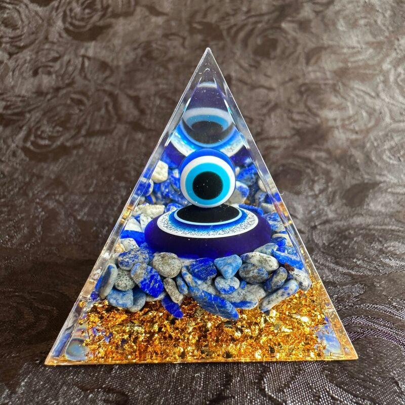 スピネルな擬宝珠オルゴナイト♩¨̮⑅* オルゴナイト ピラミッド ナザールボンジュウ ラピスラズリ 5cm 天然石