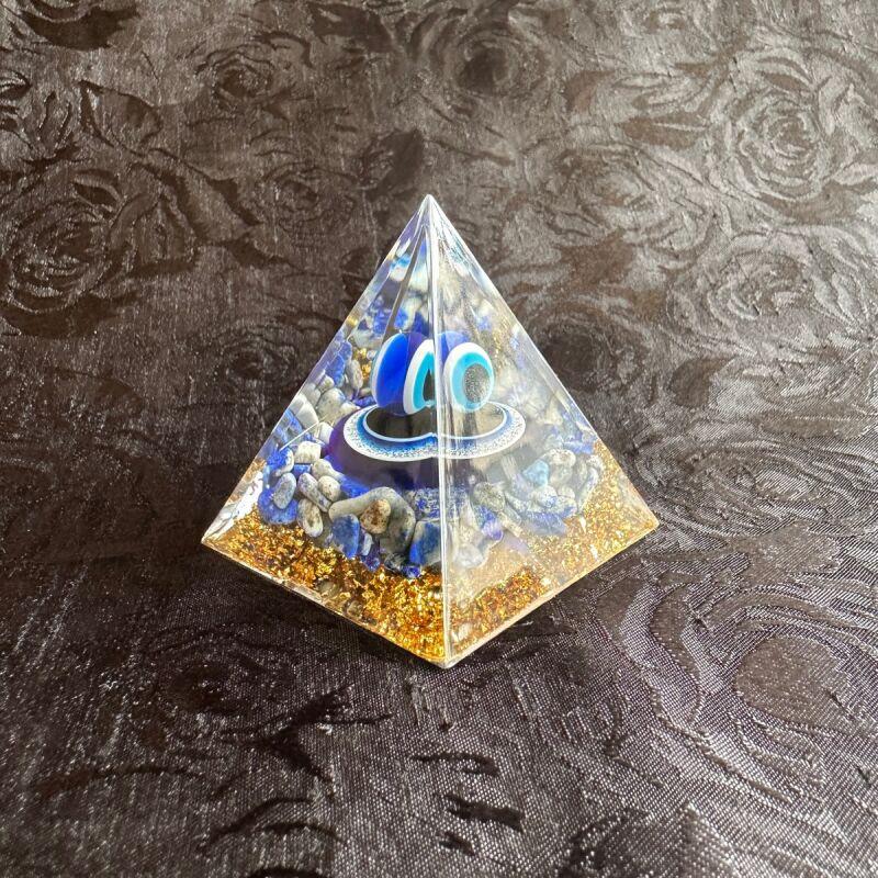 オルゴナイト ピラミッド ナザールボンジュウ ラピスラズリ 5cm 天然石