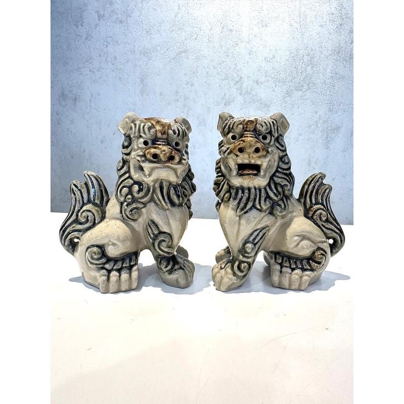 沖縄伝統の守り神 魔除けのシンボルシーサー ペア置物 大 : お守り屋