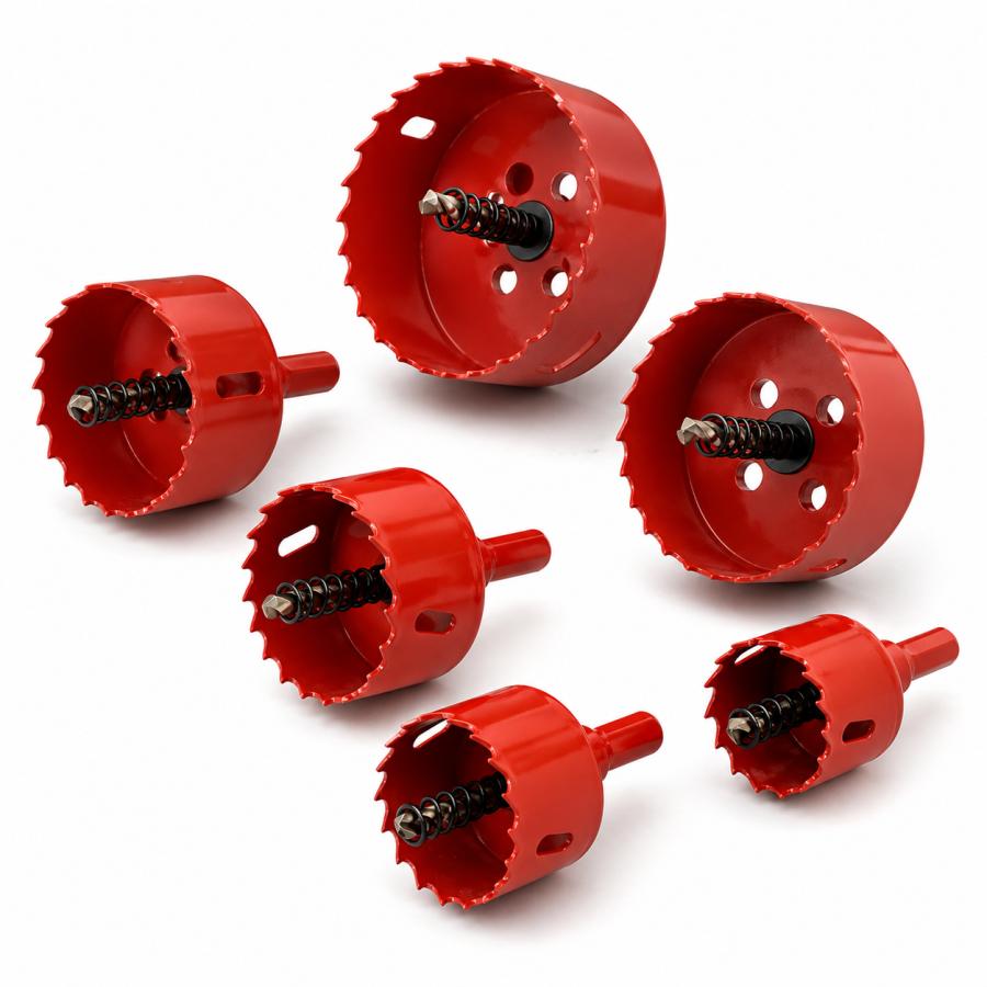 高耐久 バイメタルホールソー 6点セット 38〜75mm HSS センタードリル