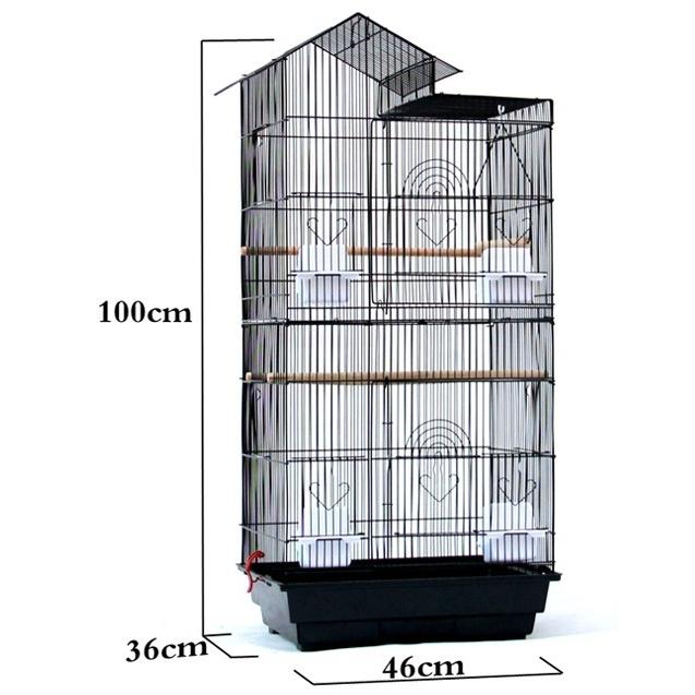 仕切り付き 角屋根　大型バードゲージ（鳥かご　鳥小屋　鳥カゴ）白□◆｜omatsu｜02