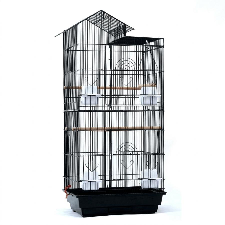 角屋根 大型 鳥かご （ バードゲージ 鳥小屋 鳥カゴ）黒 角屋根 大型バードゲージ（鳥かご 鳥小屋 鳥カゴ）黒 : まつ - 通販