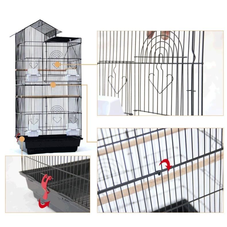 角屋根 大型 鳥かご （ バードゲージ 鳥小屋 鳥カゴ）黒 角屋根 大型バードゲージ（鳥かご 鳥小屋 鳥カゴ）黒 : まつ - 通販
