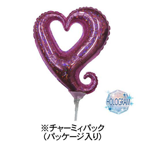 風船 ハート バルーン 誕生日 結婚式 バースデー ウェディング ハート型 チャーミィパック ミニshp チェーンオブハート ホログラムピンク スティックバルーン p お祭りコム 通販 Yahoo ショッピング